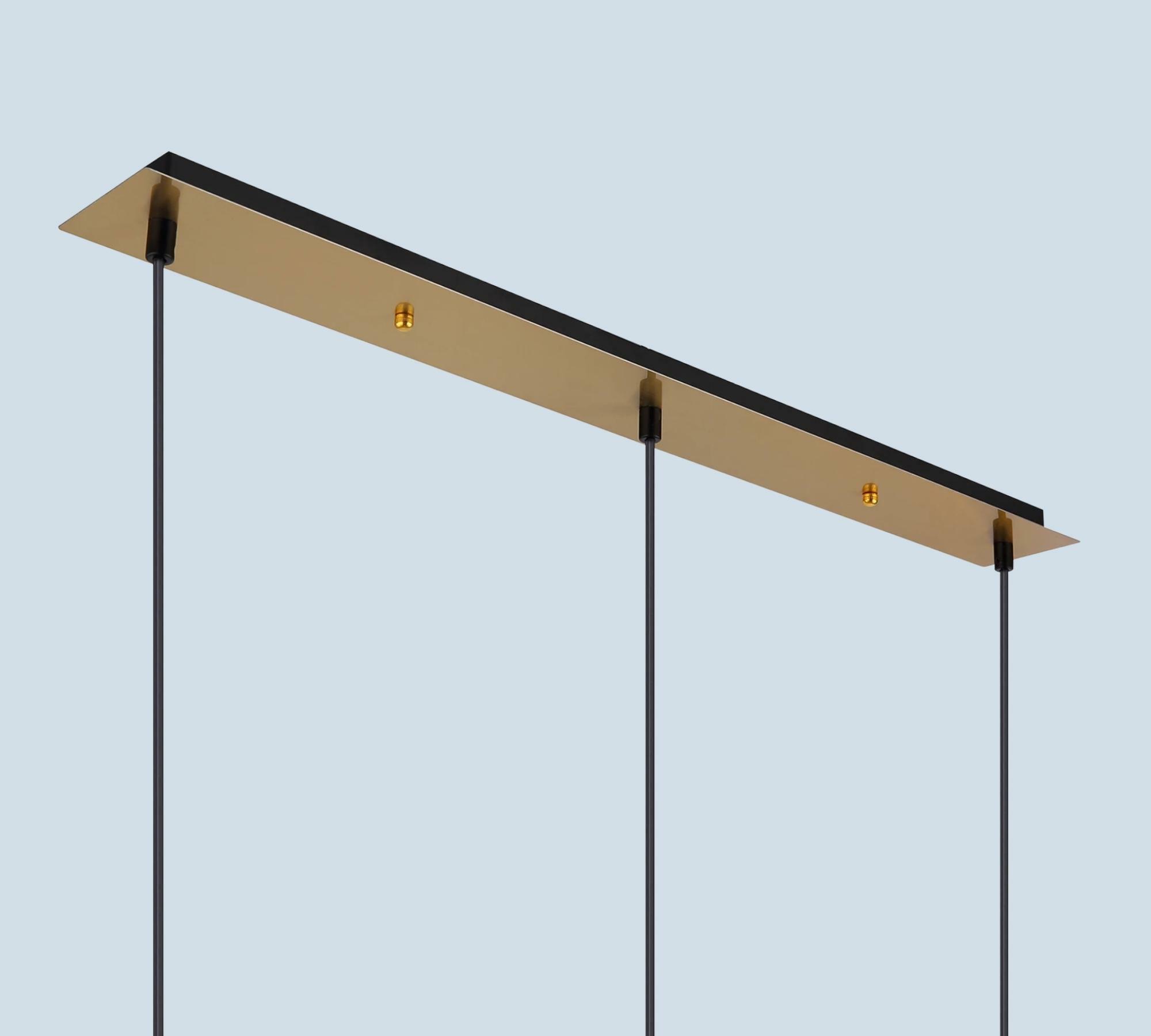 Pendant lamp 3-flame clear glass iron brass 2