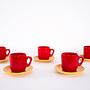 Ceramic Mug Set Red 1980s 2