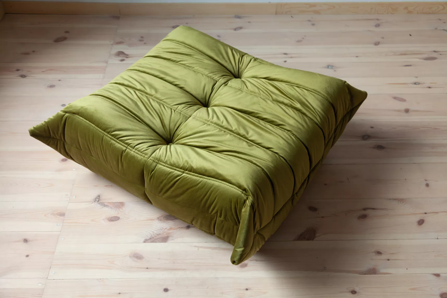 Togo armchair and ottoman set velvet olive green 6