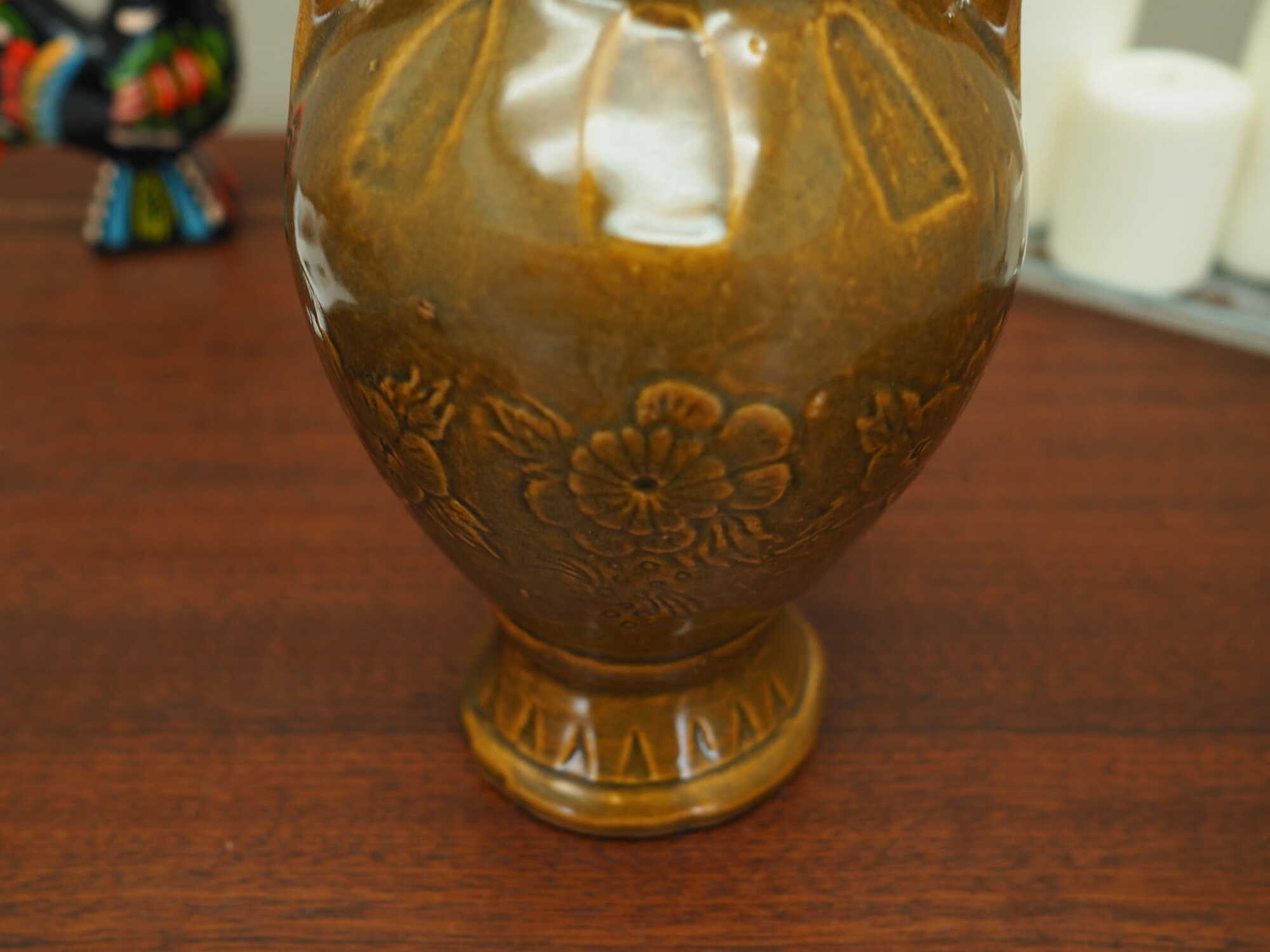 Vintage Vase Keramik Braun 1960er Jahre 4