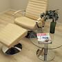Sessel mit Hocker Leder Hellbraun 1970er Jahre 1