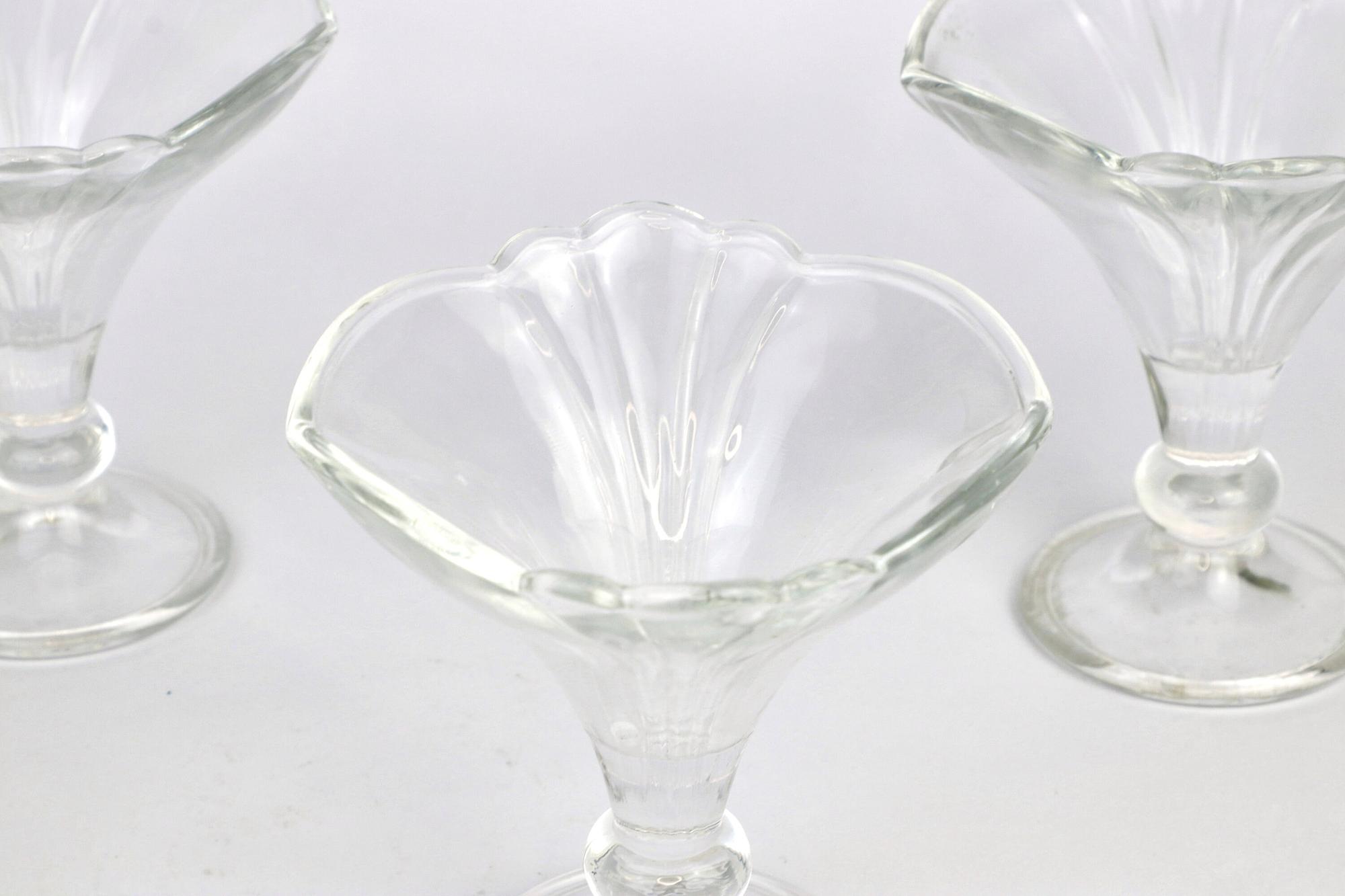 4x Vintage Eisbecher Glas Frankreich 80er 6