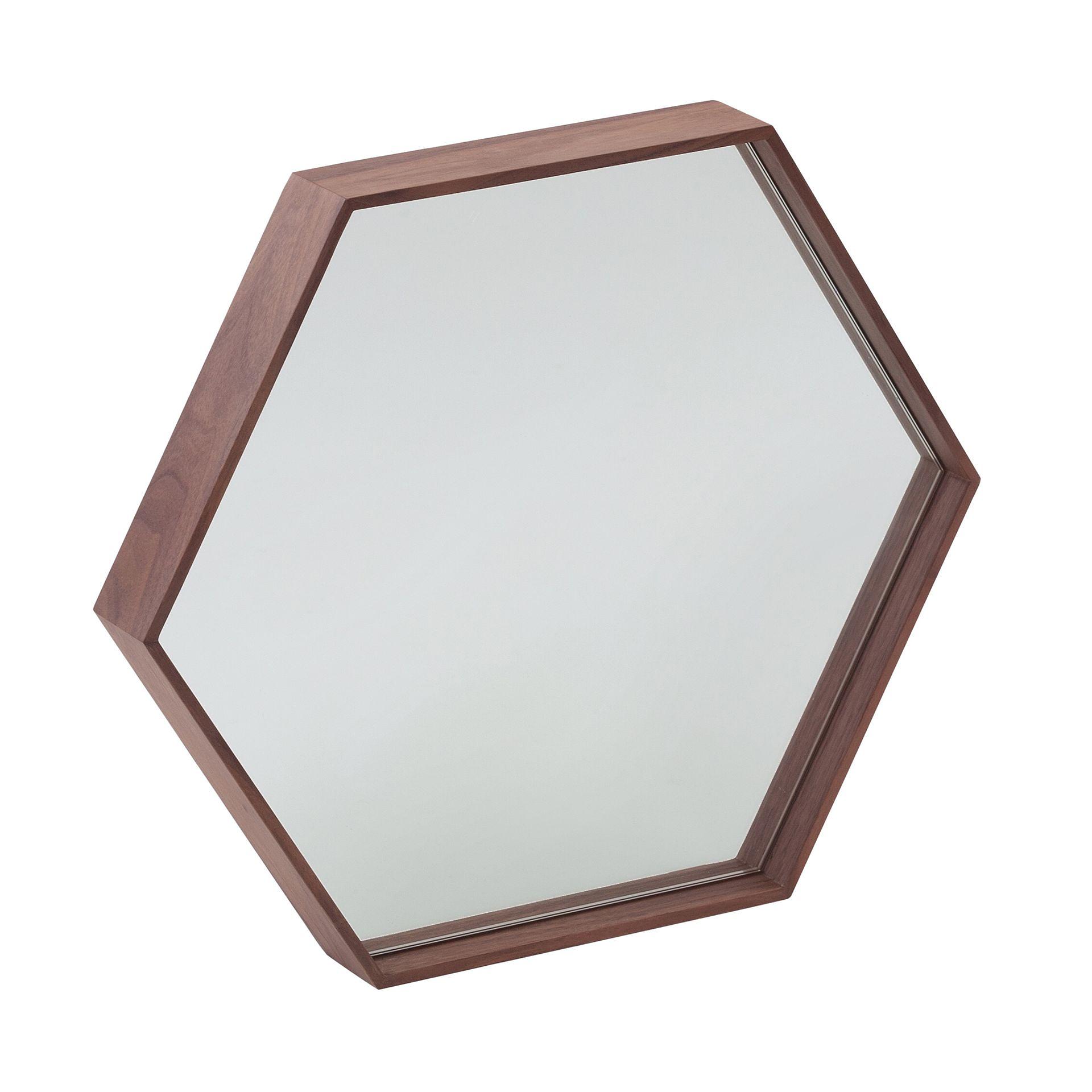 Hexagonal Wall Mirror Walnut 0