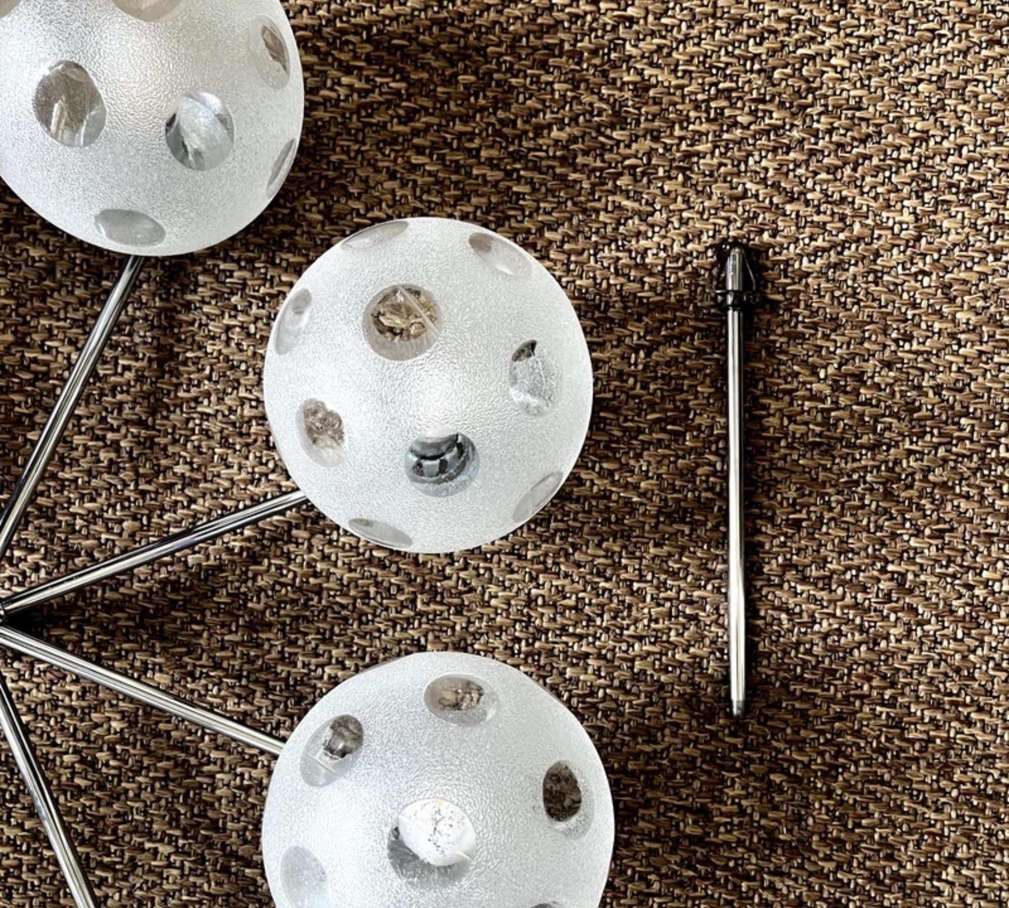 Sputnik Deckenleuchte Glas Chrom Weiß 70er Jahre 3