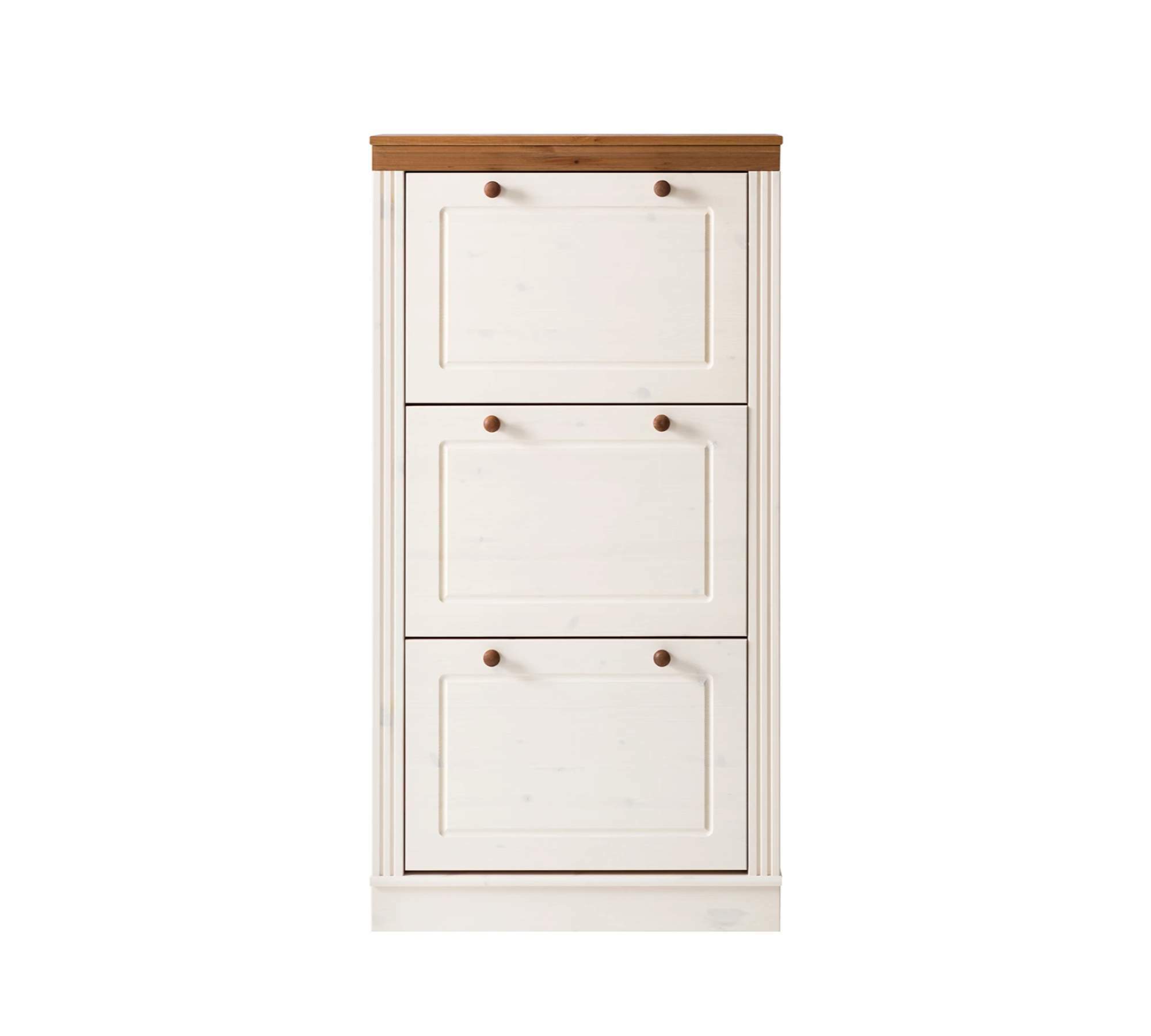 Schuhschrank Kiefernholz Weiß Honig 1