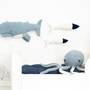 2x Fish, Octopus & Beluga Whale Plush Toy Blue White 0
