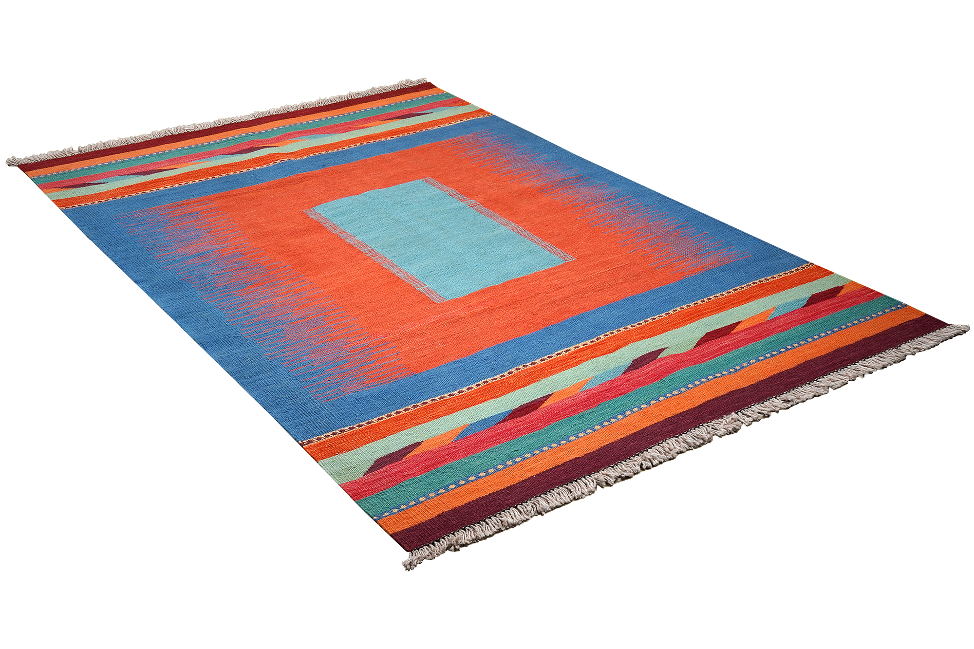 Kilim Gashgai Teppich Blau Orange 2