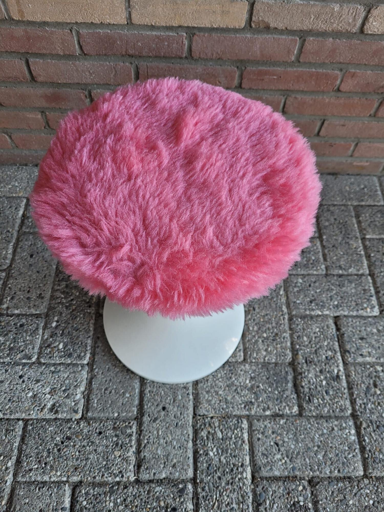 Vintage Hocker Kunststoff Textil Pink 2