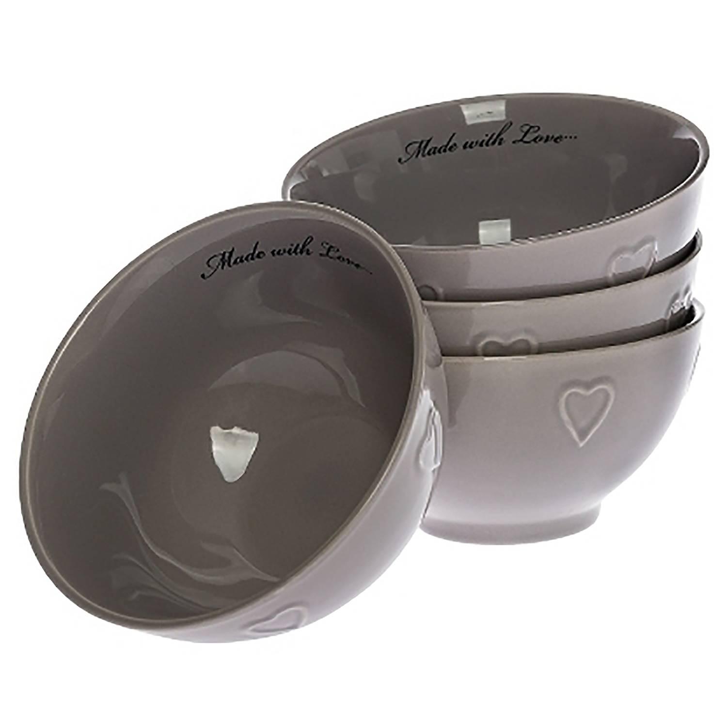 Schalenset Made with Love (4er-Set) Steingut Braun 0