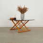 Vintage Coffee Table Beech Wood Glass Brown 1990s 5