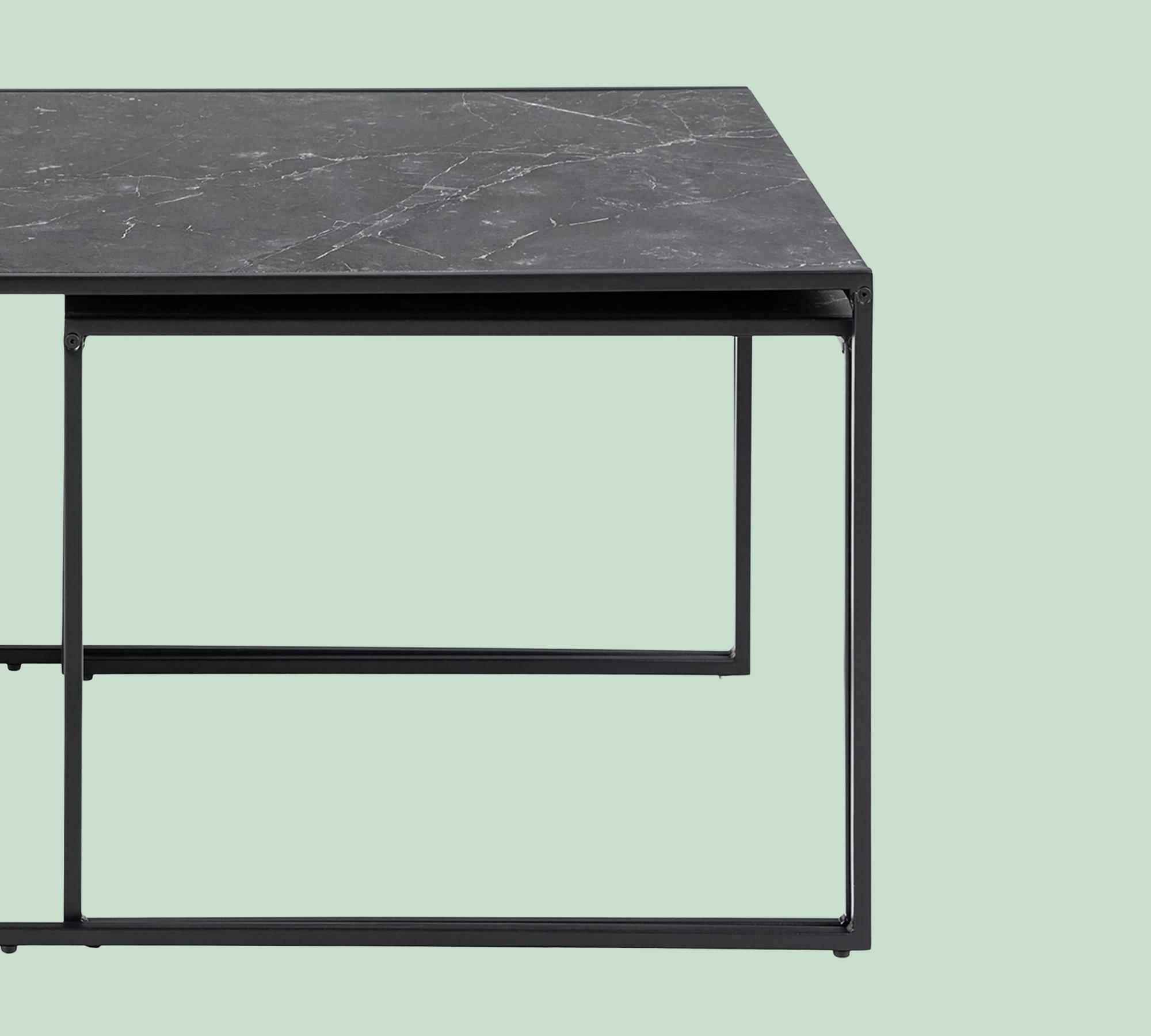 Couchtischset Marmoroptik Schwarz  3
