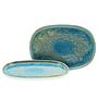 2x Yuki Servierplatte Steinzeug Grün Blau 0