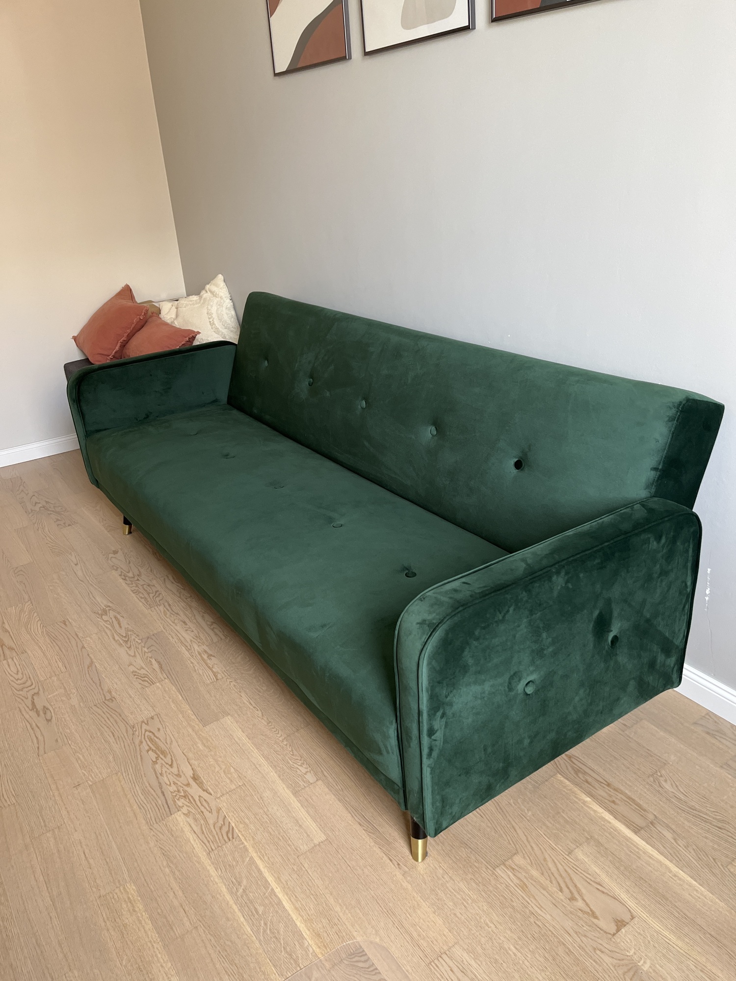 Schlafsofa 3-Sitzer Samt Metall Grün 3