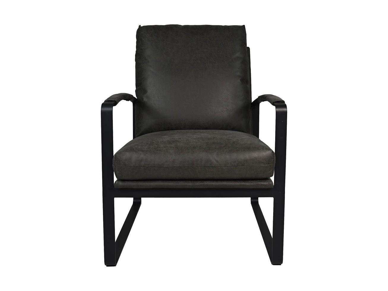 Miami Sessel Leder Metall Schwarz 0
