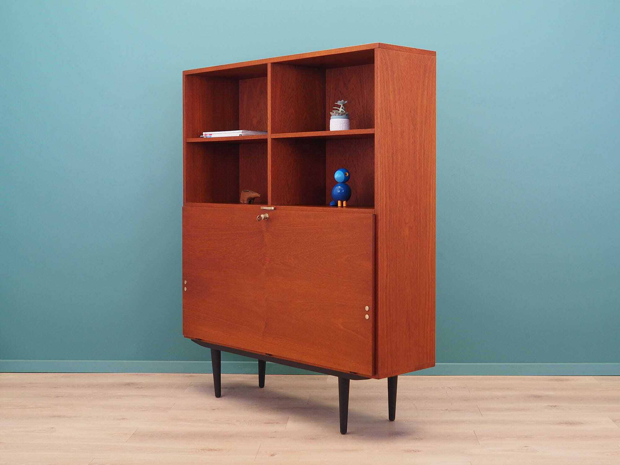 Vintage Bookshelf Teak Wood Brown 1970s 3