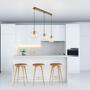 Pendant lamp 3-flame clear glass iron brass 3