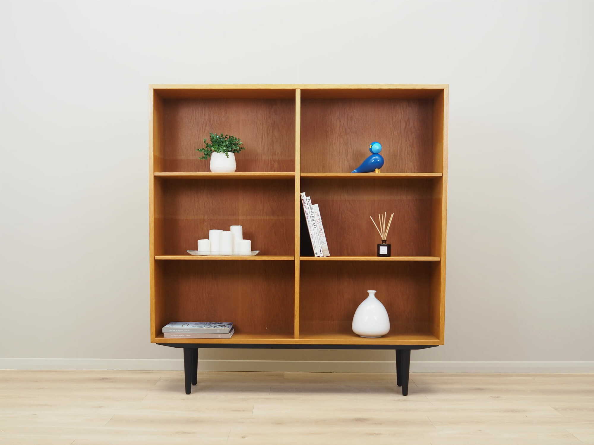 Vintage Bookshelf Ash Wood Brown 1960s 1