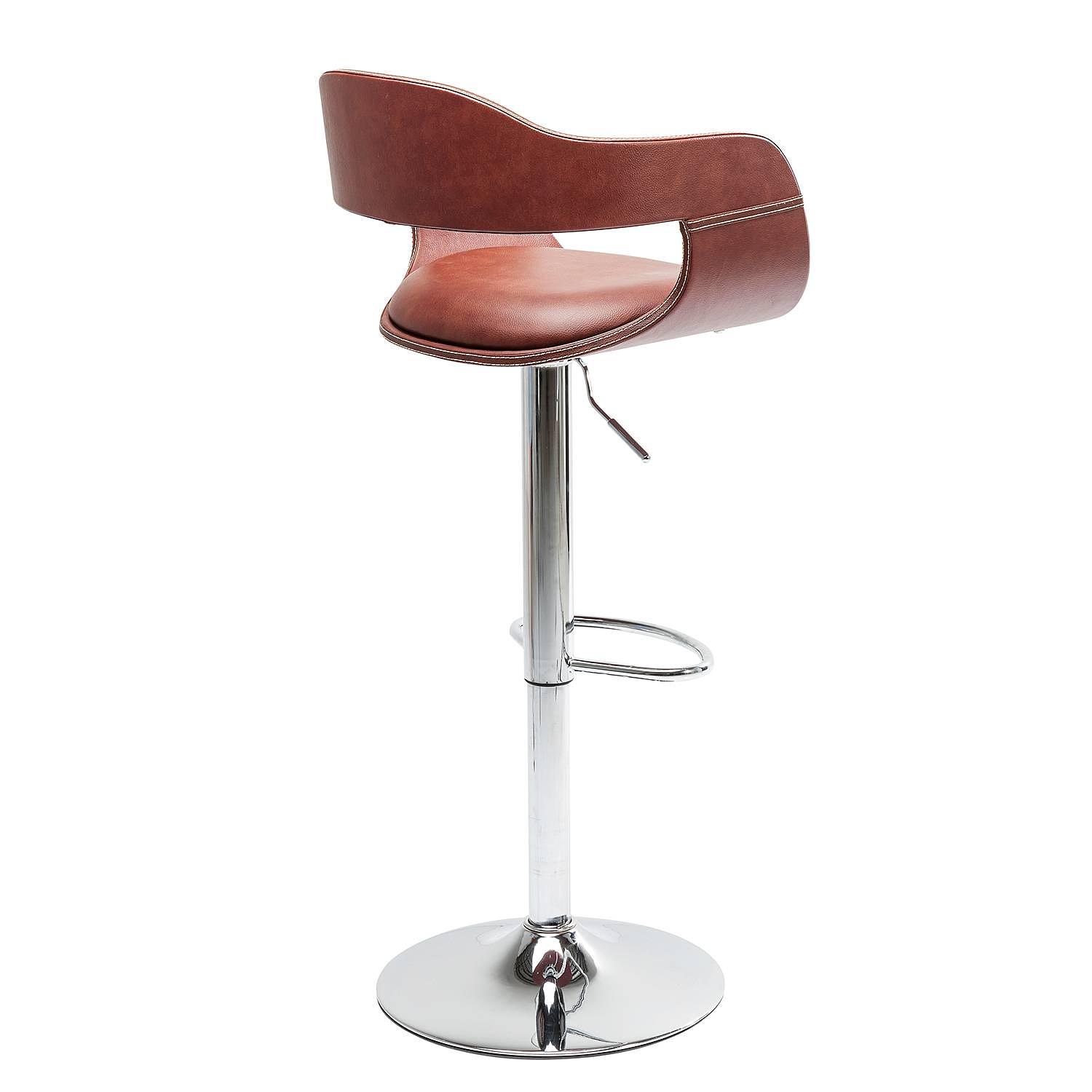 Barstuhl Monaco I Kunstleder Stahl Cognac Chrom 3