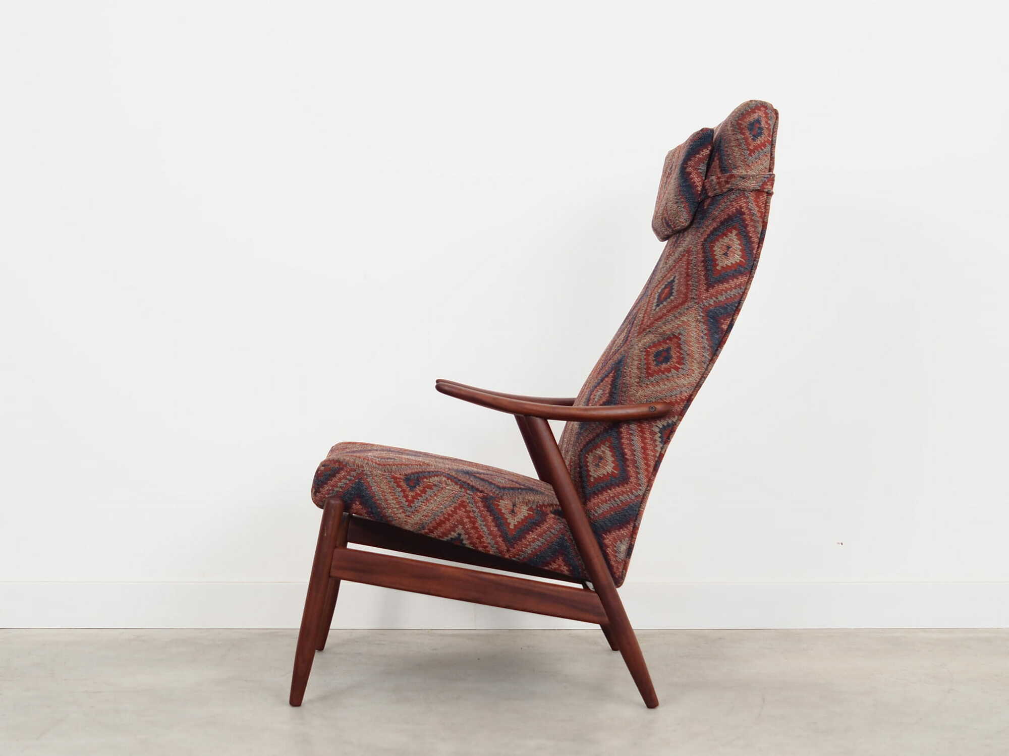 Vintage chair Teak wood Textile Multicolor 1970s  2
