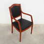 Chair Wood Leather Black 1970s 7