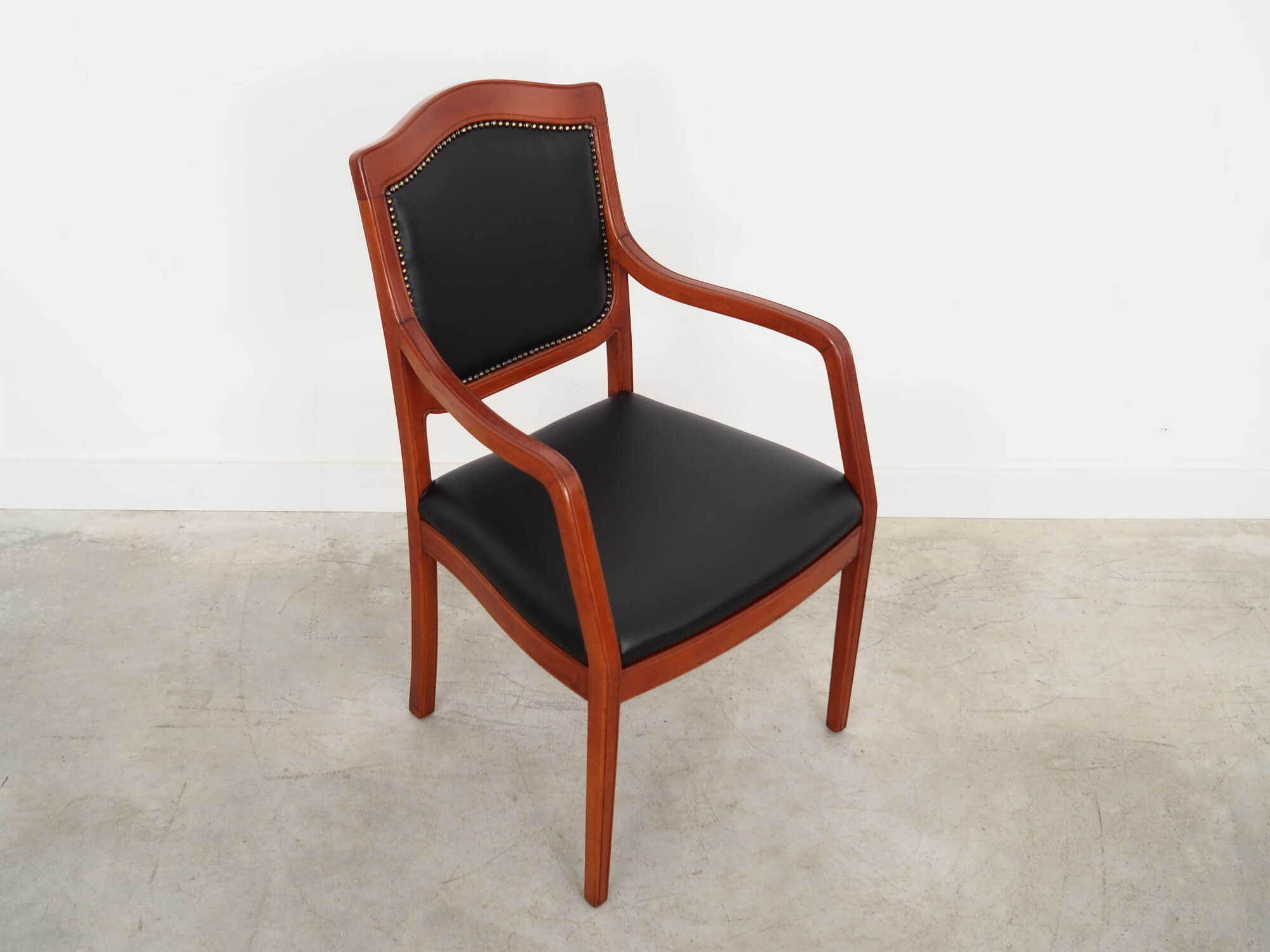 Chair Wood Leather Black 1970s 7
