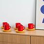 Ceramic Mug Set Red 1980s 1