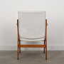 Vintage armchair beech wood textile white 1960s 4