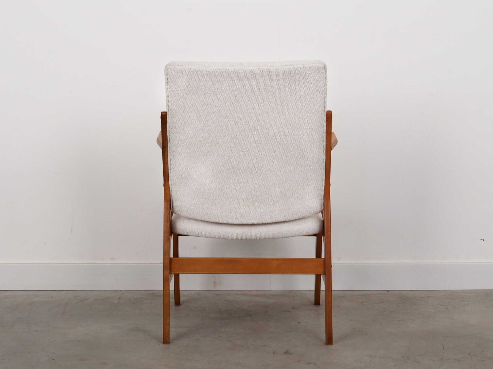 Vintage armchair beech wood textile white 1960s 4