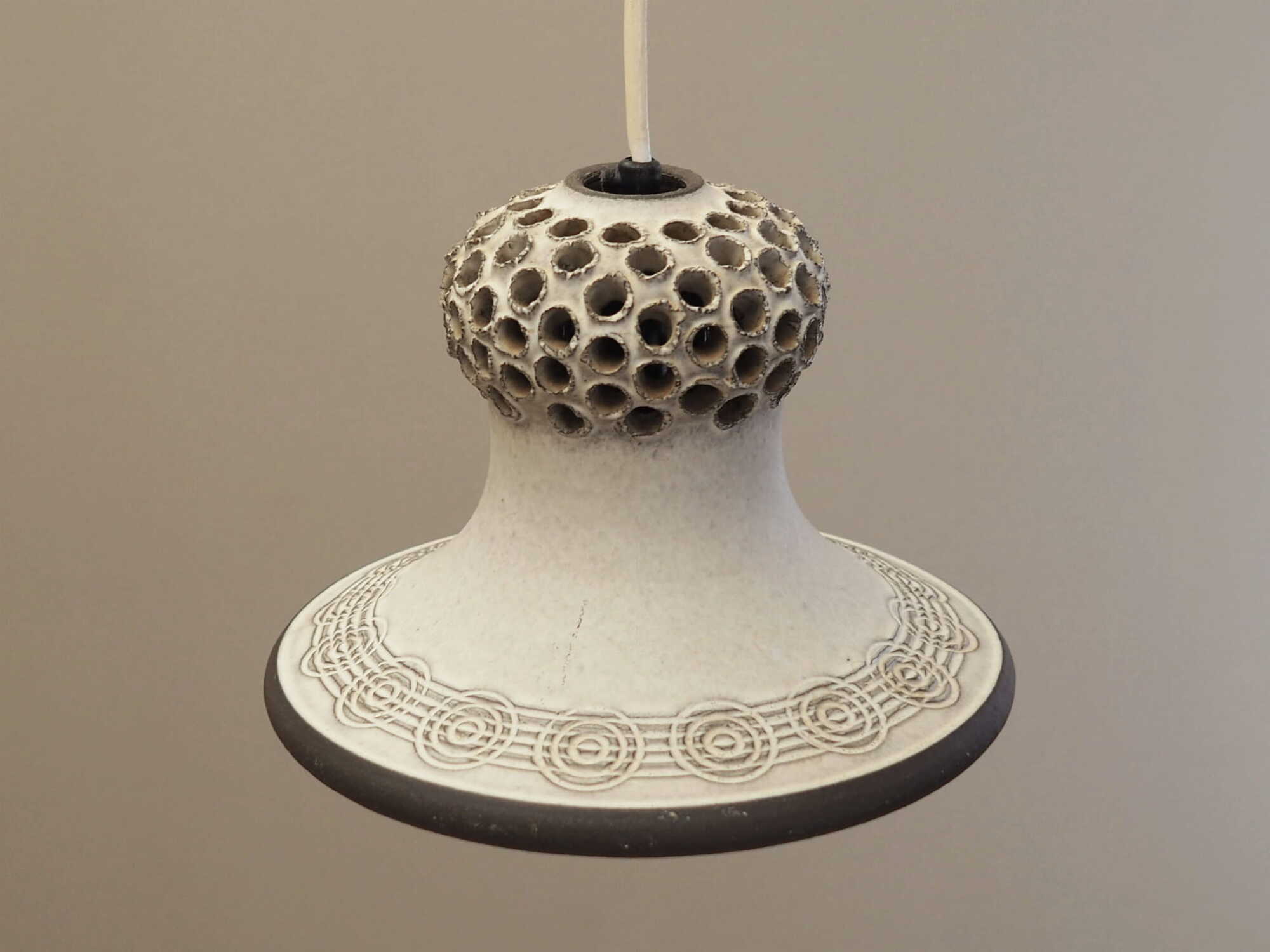 Vintage pendant lamp ceramic white 1960s 2