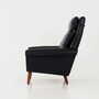 Vintage armchair, natural leather, wood, black, 1970s 3