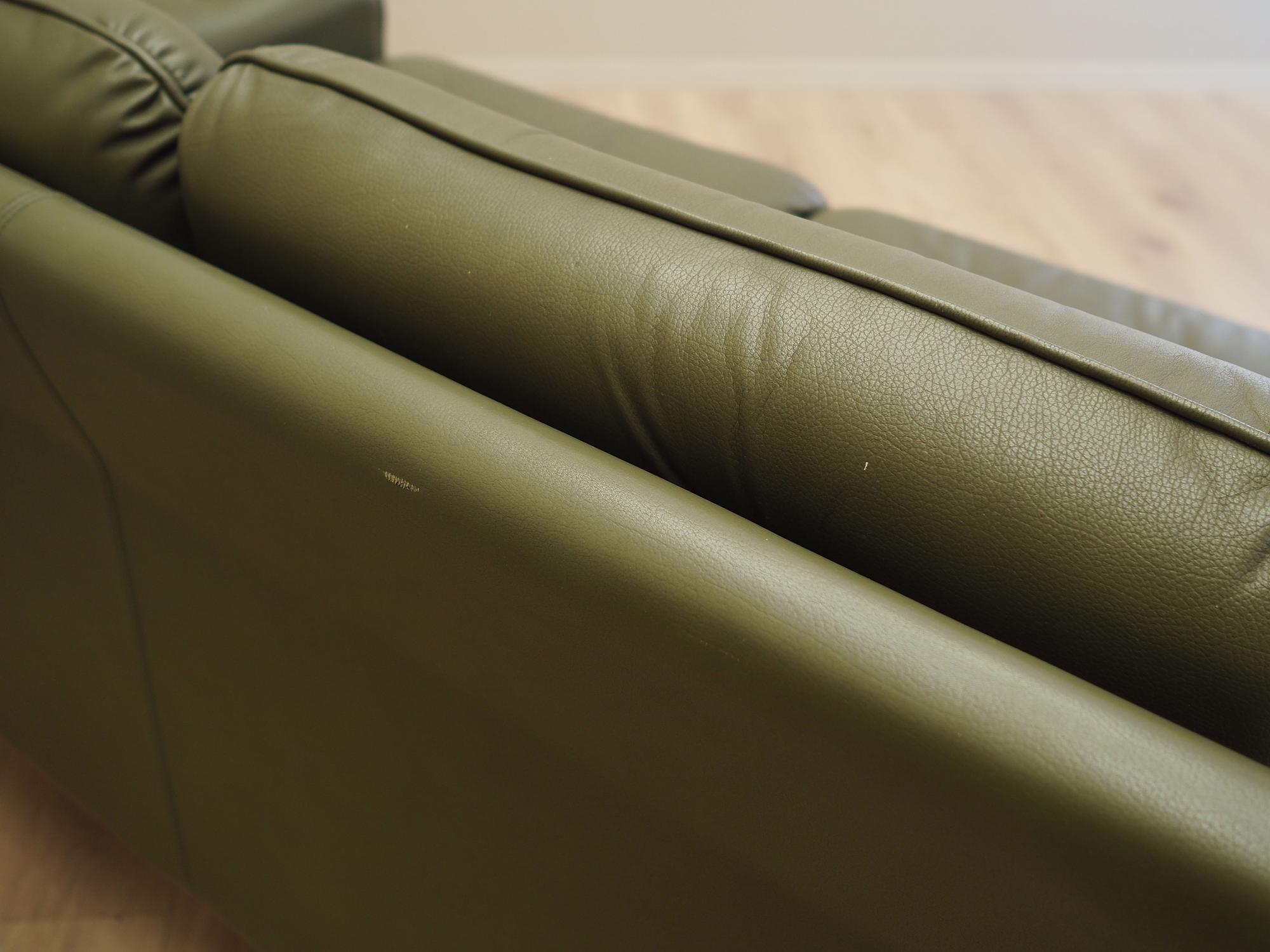 Sofa Leder Grün 1970er Jahre 9