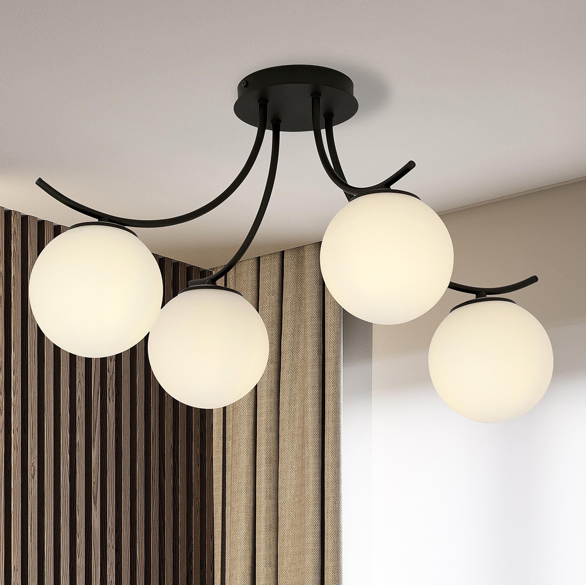 Ceiling Light Boston 4-Light Steel Smoked Glass Graphite 0