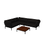2x LEVEL Sofa Links, Sofa Rechts & Couchtisch Dunkelgrau 0