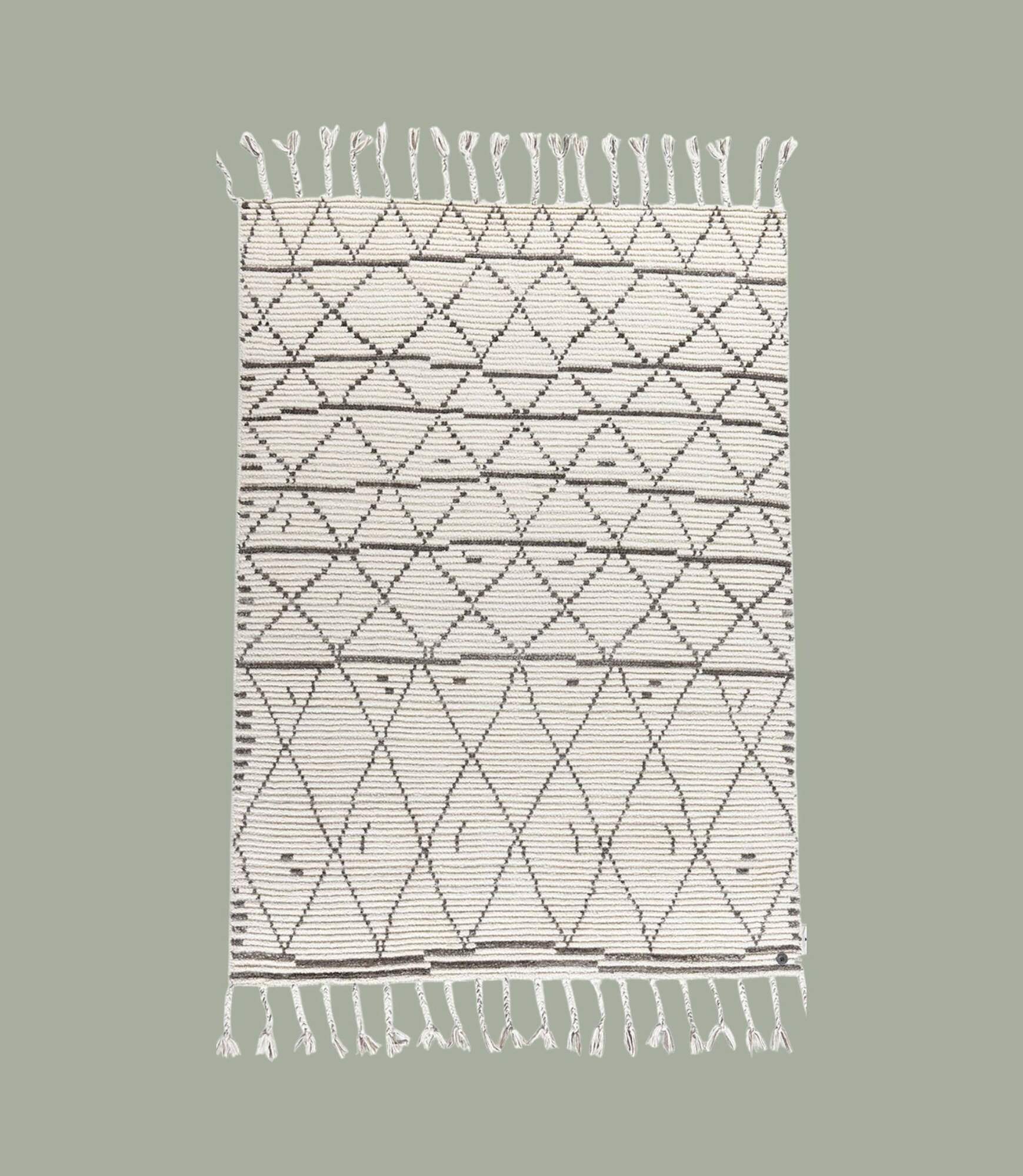Geometrischer Teppich aus Wolle-Baumwollgemisch 0