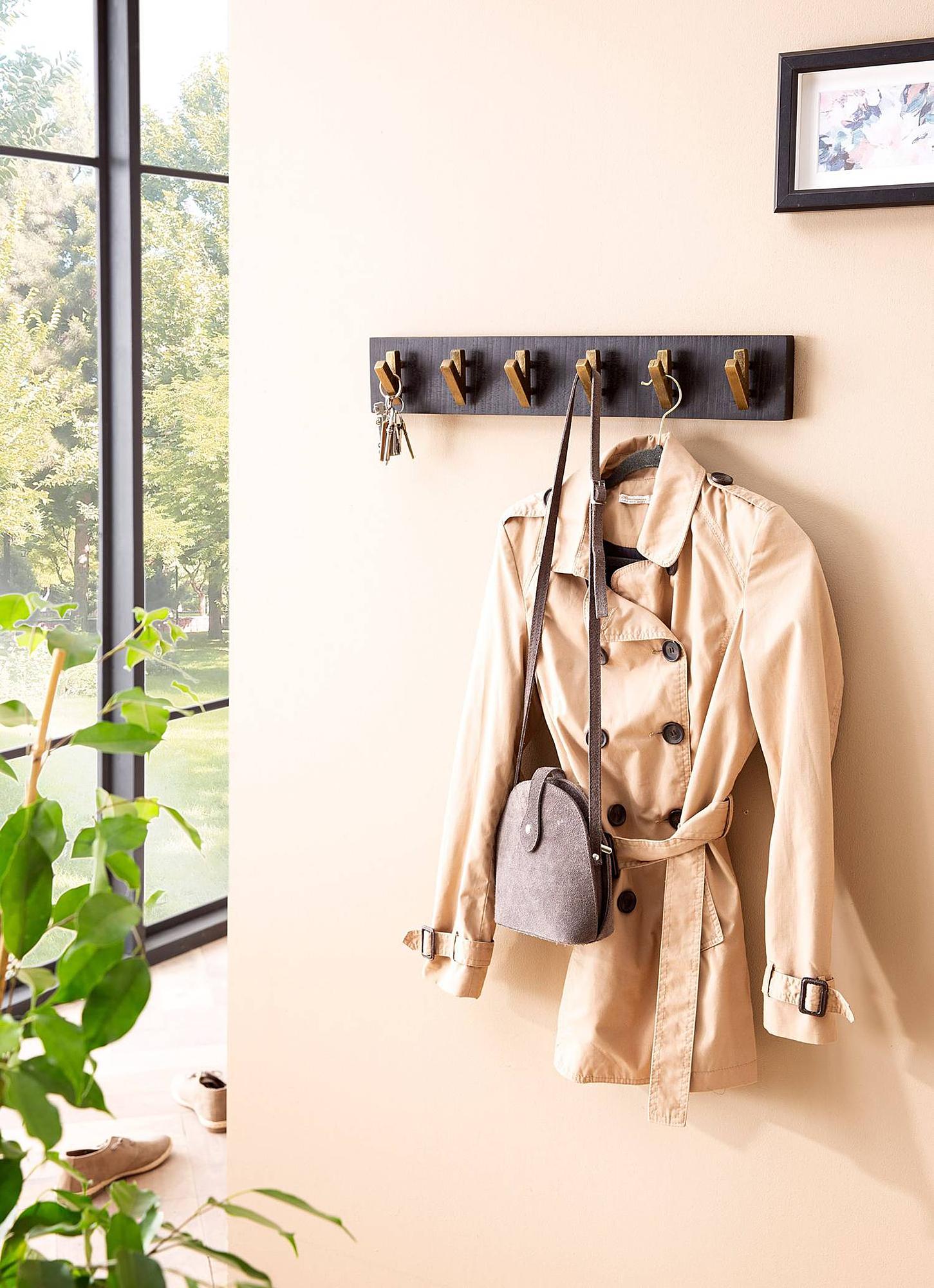 Massive Garderobenleiste Tahbar Mango Schwarz Gold 3