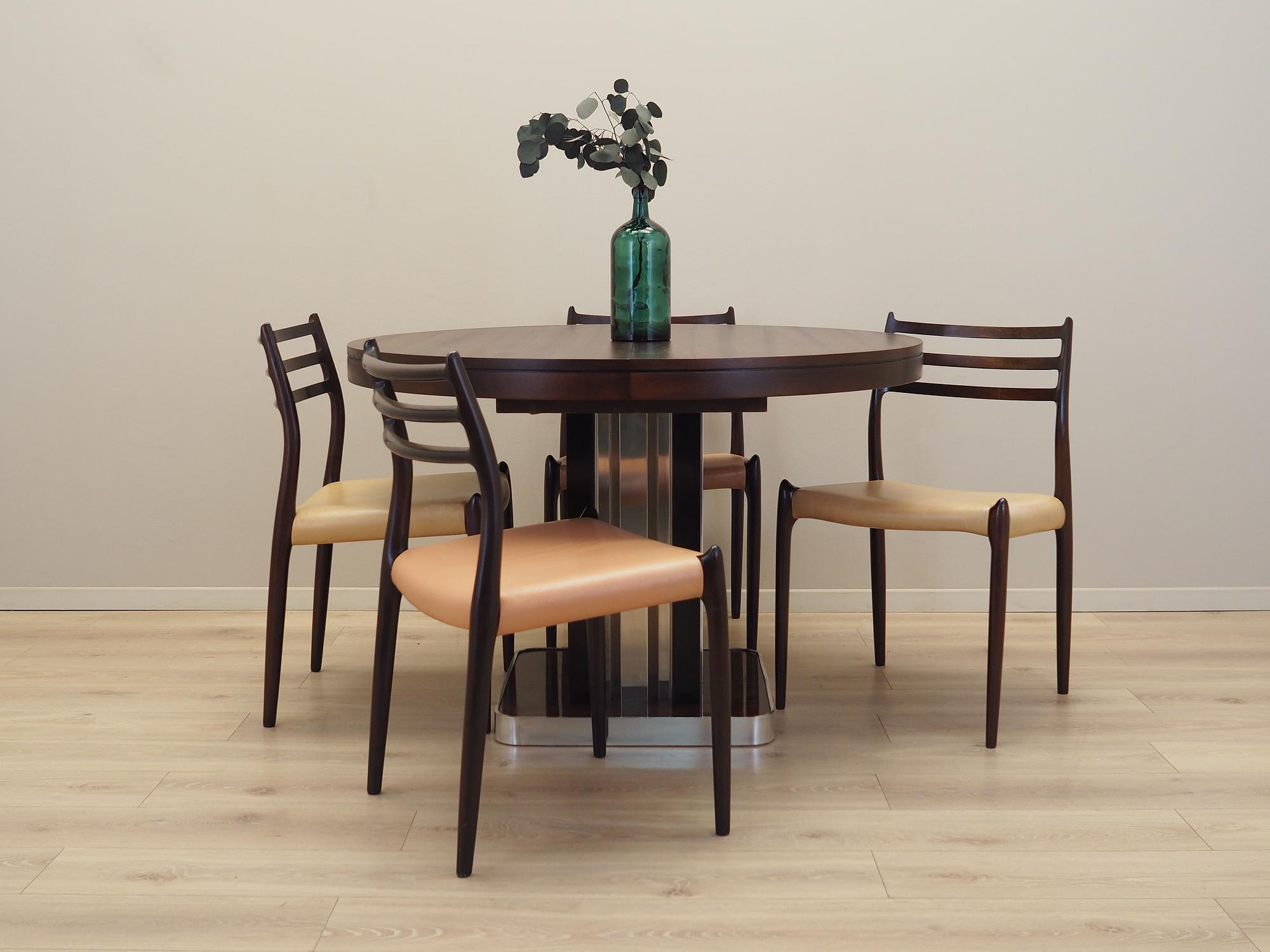 Round Mahogany Table 1970s 1