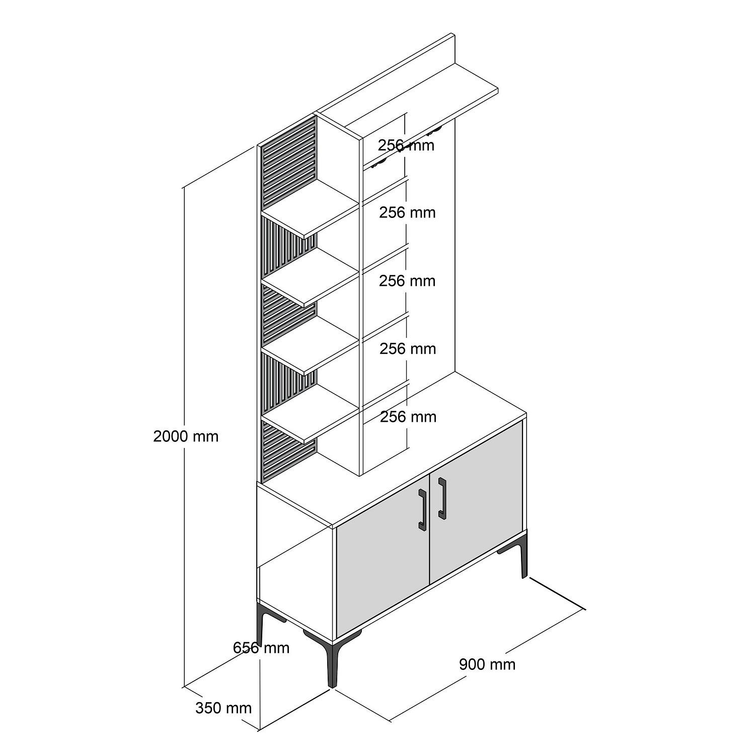 Viyana Garderobe Walnussbraun Anthrazit 90cm x 200cm 5