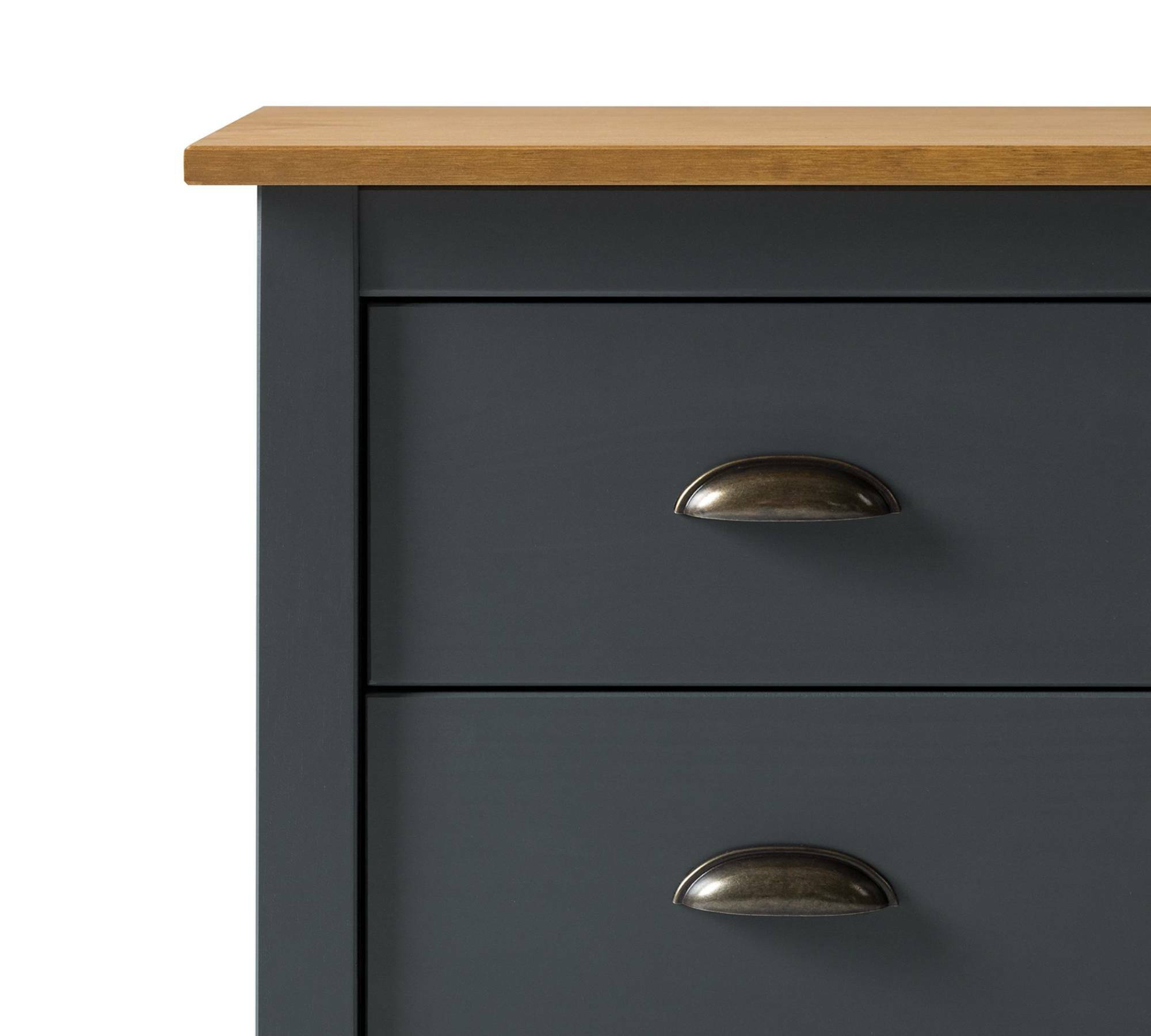 Nachtkommode Massivholz Anthrazit 4
