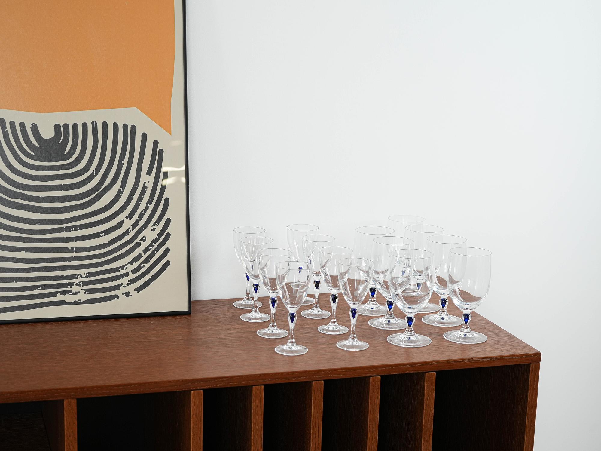 Set Venise Saphir Glasses 1970s Cristal d'Arques 1