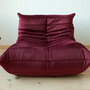 Togo Lounge Set 2 pezzi Velluto Rosso Borgogna 7