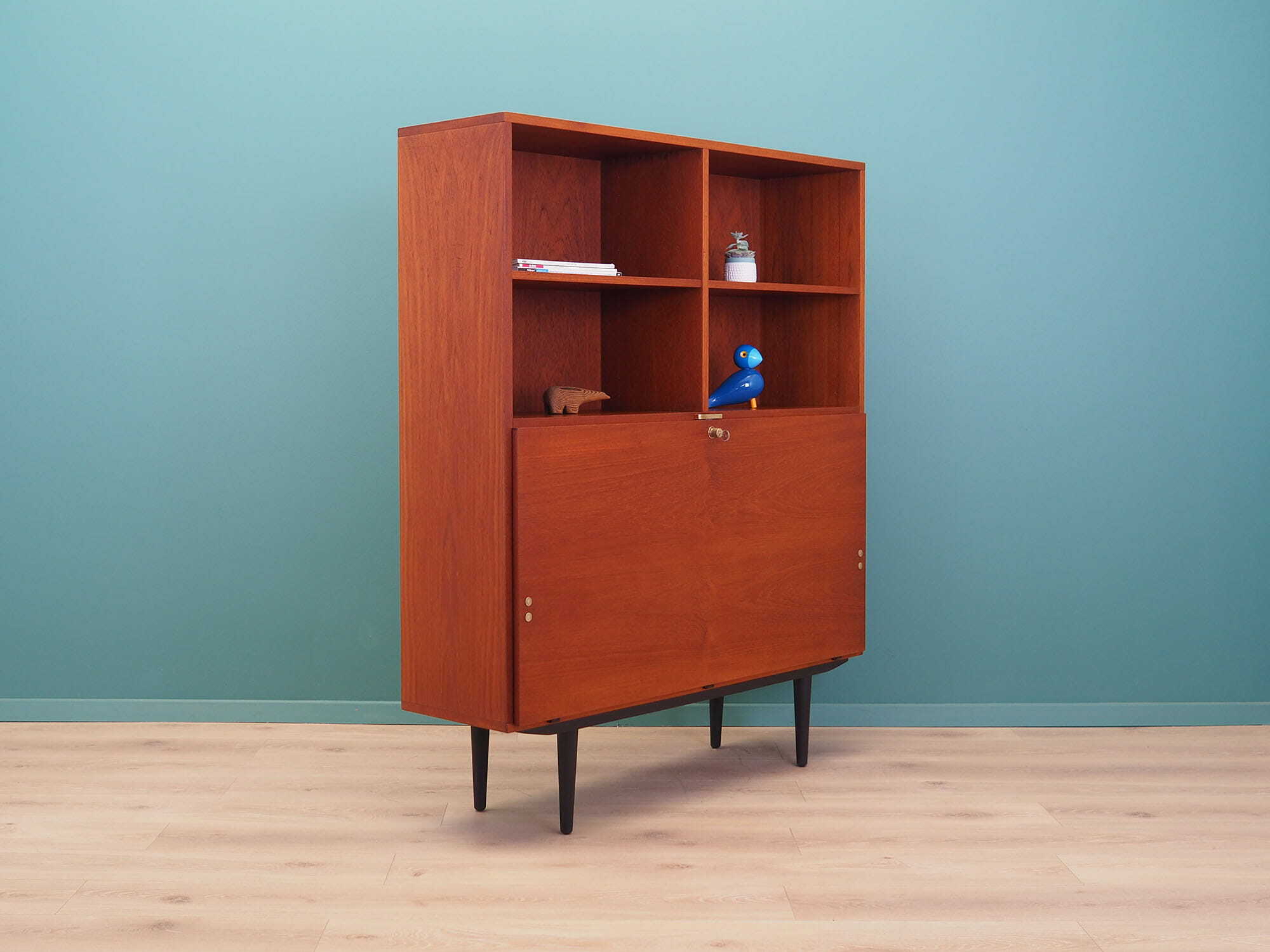 Vintage Bookshelf Teak Wood Brown 1970s 4