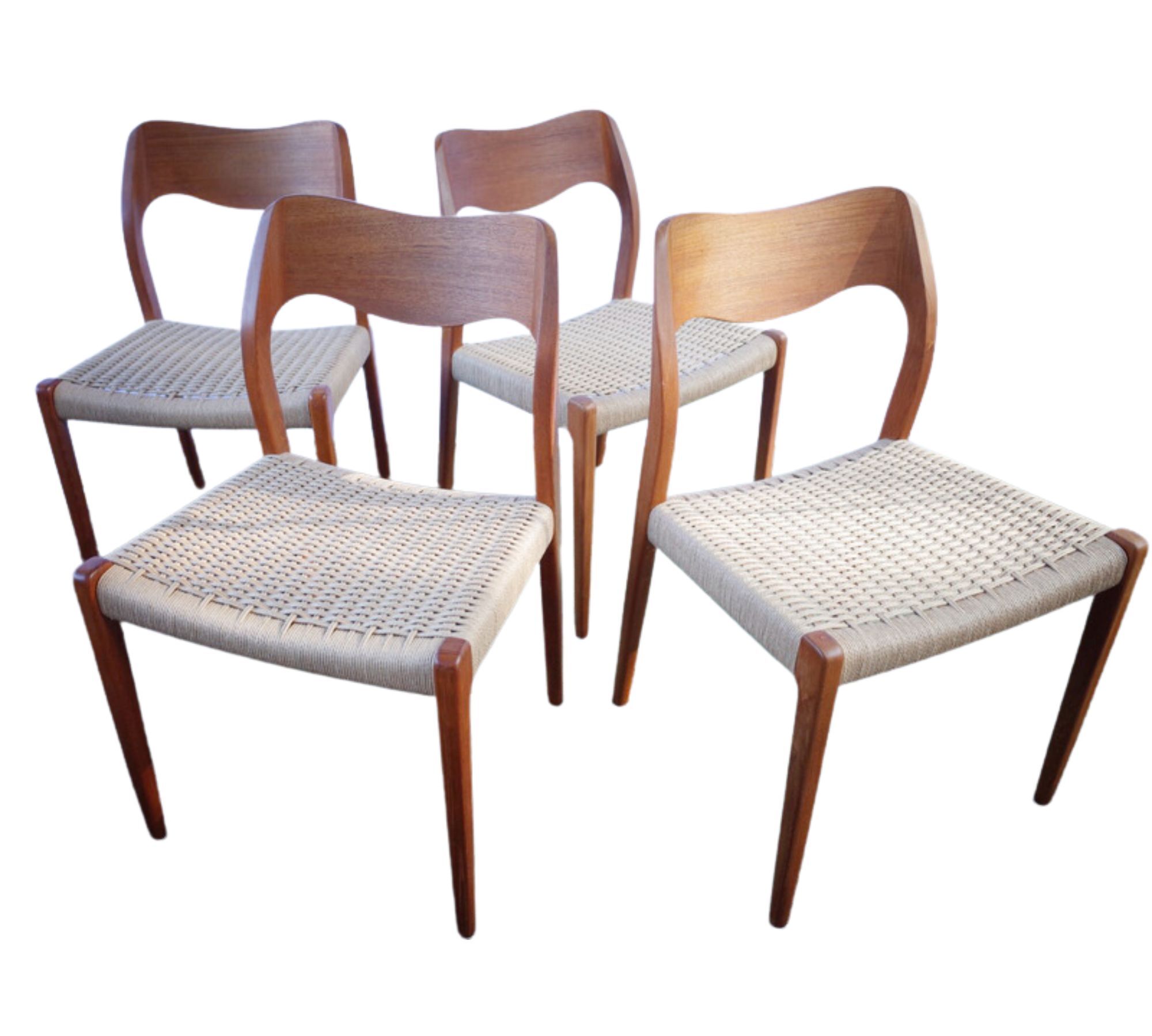 4x Dänische Teak Stühle Modell 71 Braun 5