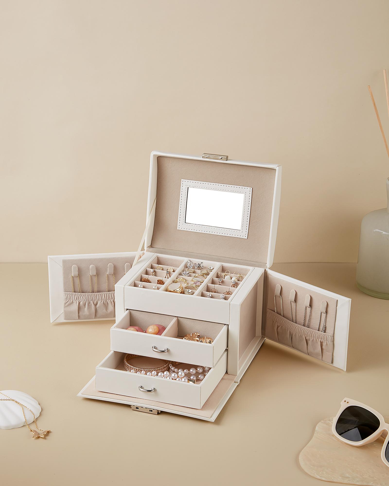 Bonalde  Typ B Schmuckkasten Holzwerkstoff Kunstleder Weiß 2