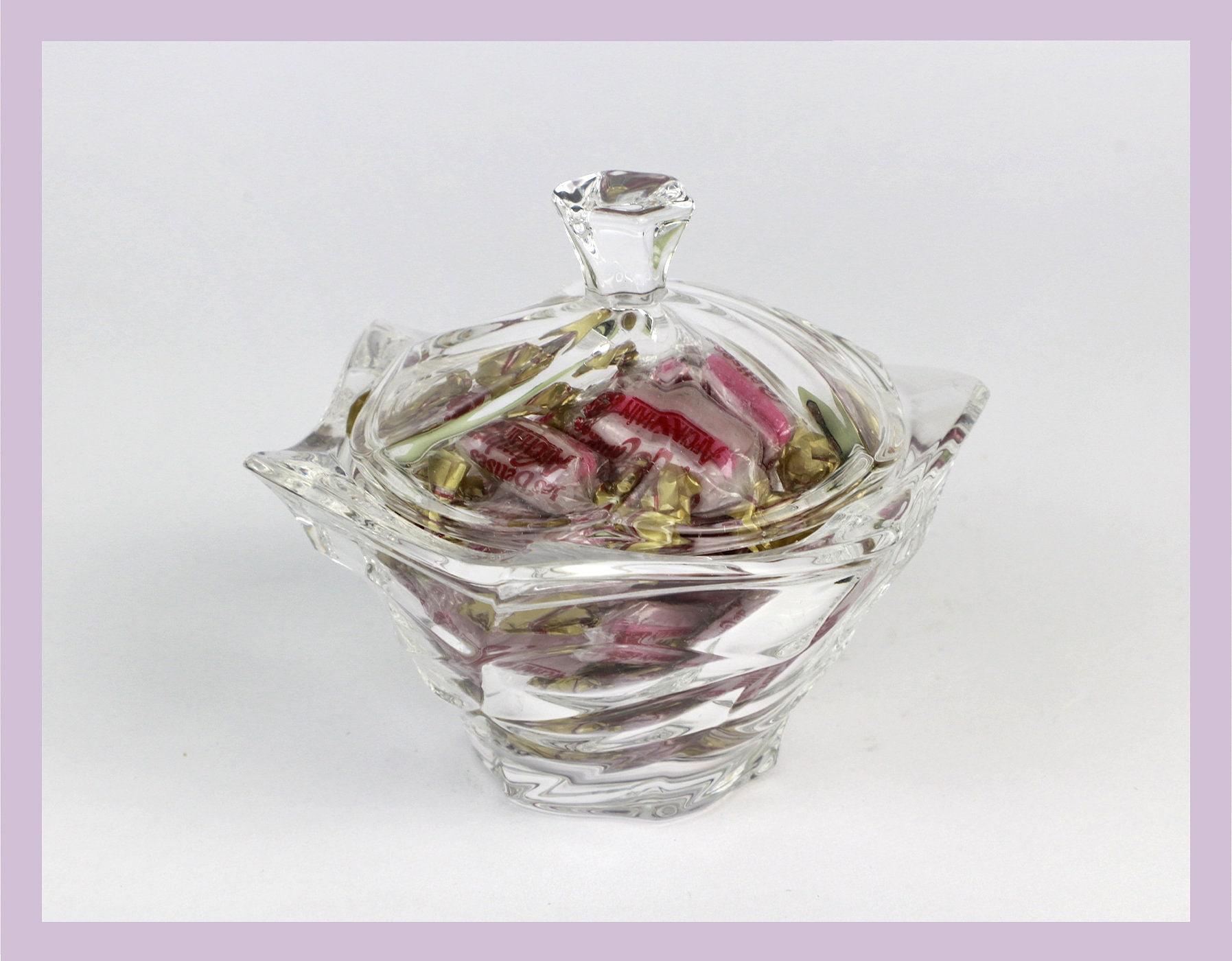 Vintage Bonbonniere mit Deckel Italien Glas 2