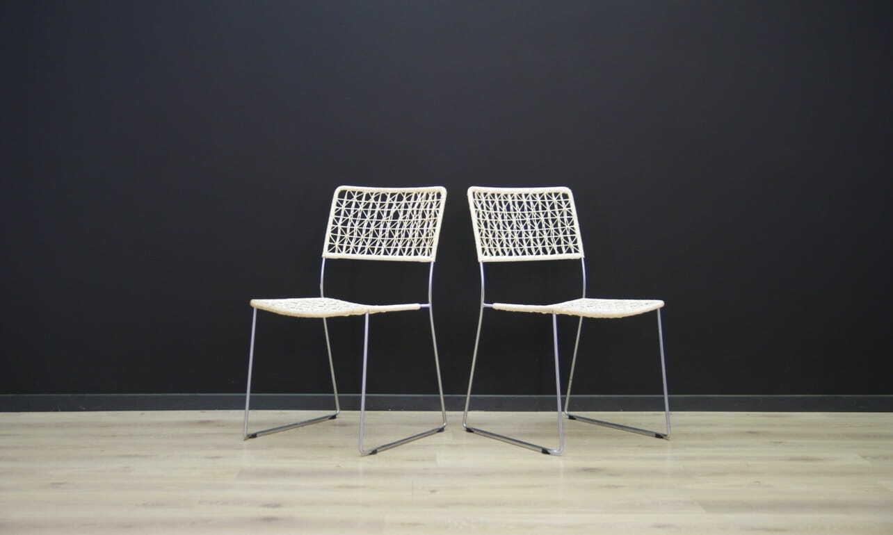 2x Vintage chair metal white 1960s 1