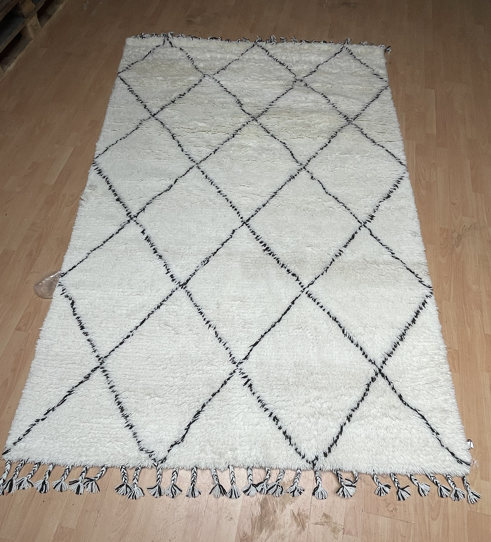Berber rug HKLIVING wool black white 1