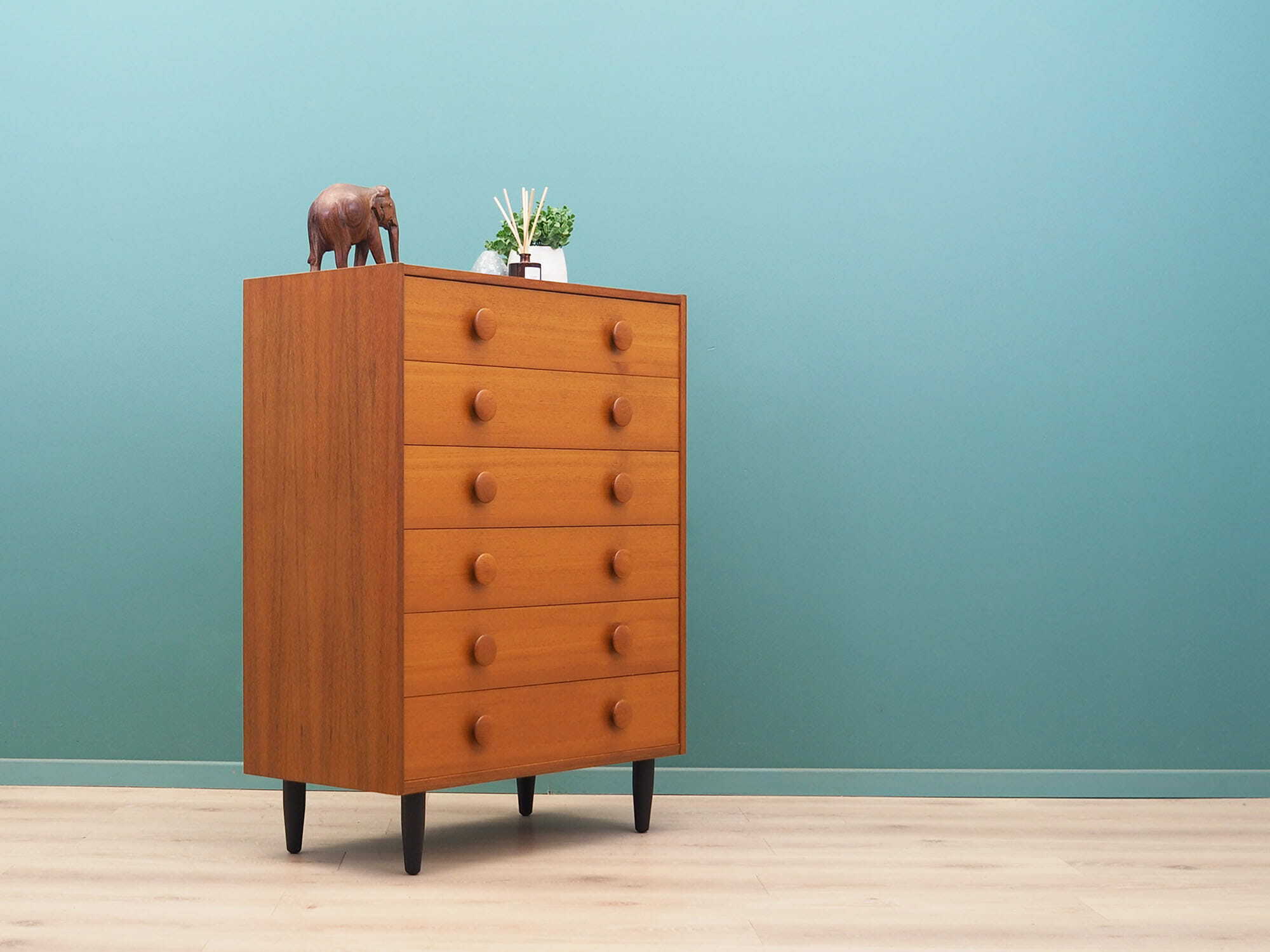 Vintage chest of drawers Teak wood Brown 1960s 4
