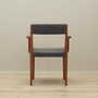 Vintage Stuhl Teakholz Leder Grau 1970er Jahre  5