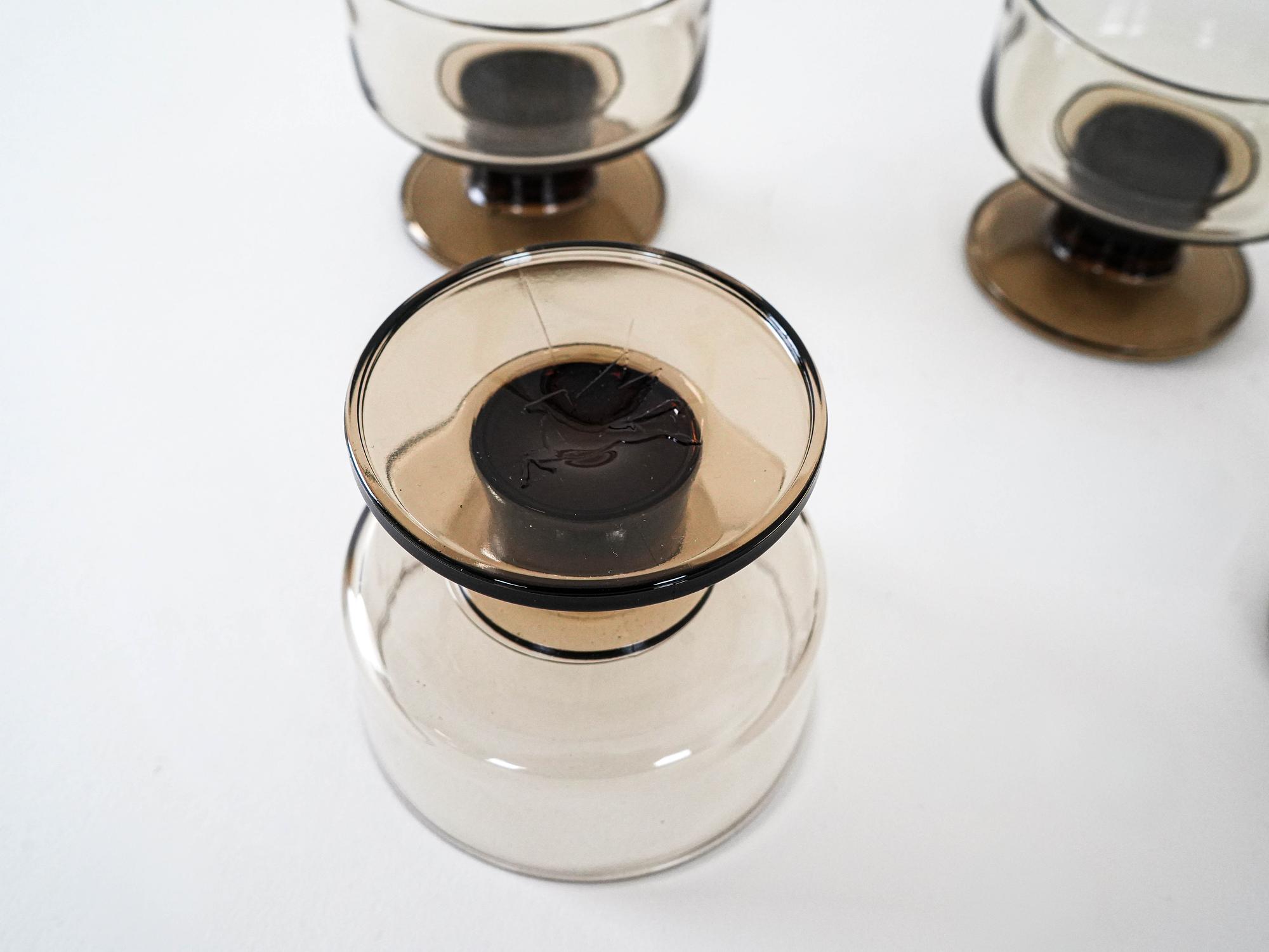 Dessertschalen-Set Rauchglas 1970er Jahre 5