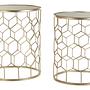 2x Arcana Round Honeycomb Side Table Metal Glass 0
